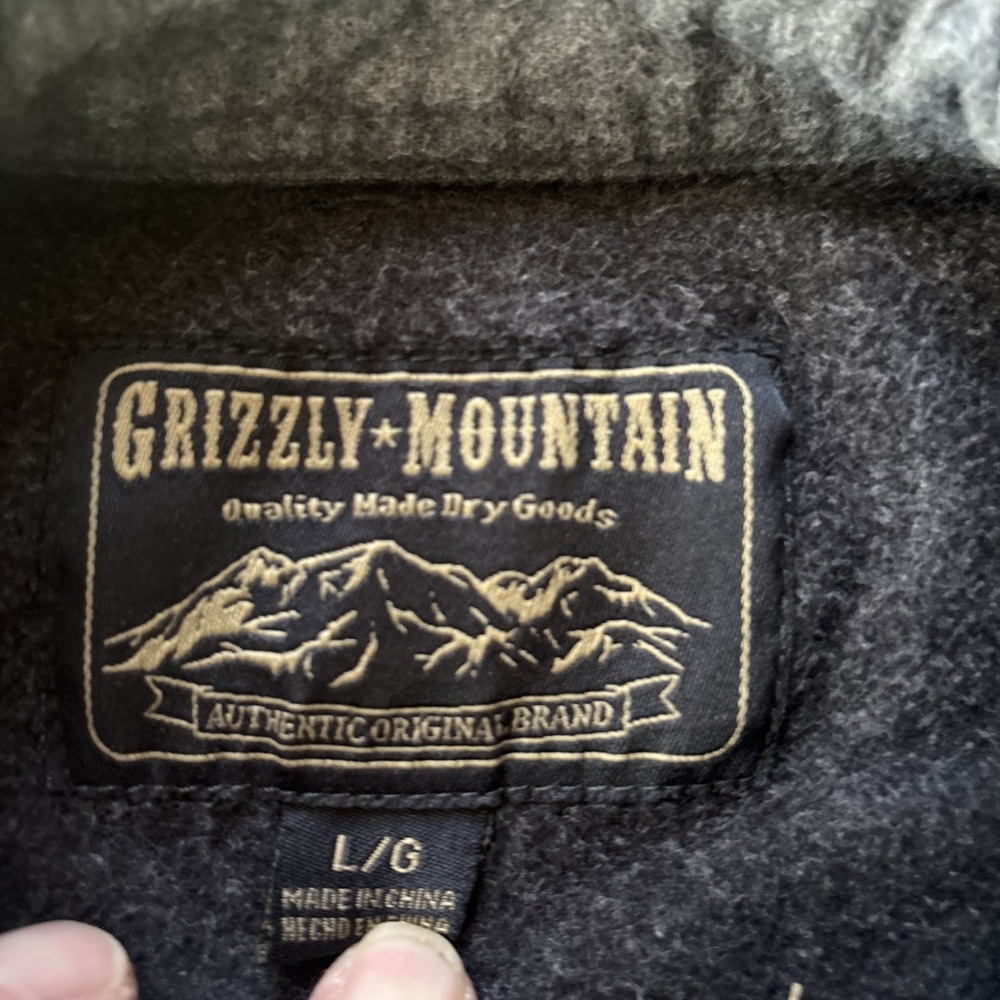 Grizzly Mountain Men's large gray Chamois Flannel GRAY Button Front Shirt - Picture 3 of 10